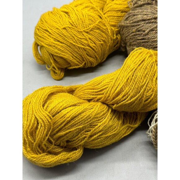 Hand-Dyed Wool Yarn Bundle Brown & Yellow Mix craft art READ - Picture 2 of 8